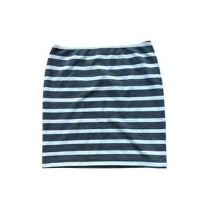 American Apparel Striped Pencil Skirt Gray White Size L Made in USA